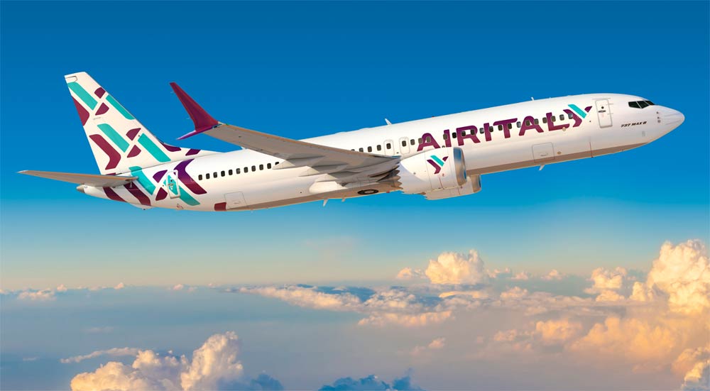 aeroplano air italy tra le nuvole